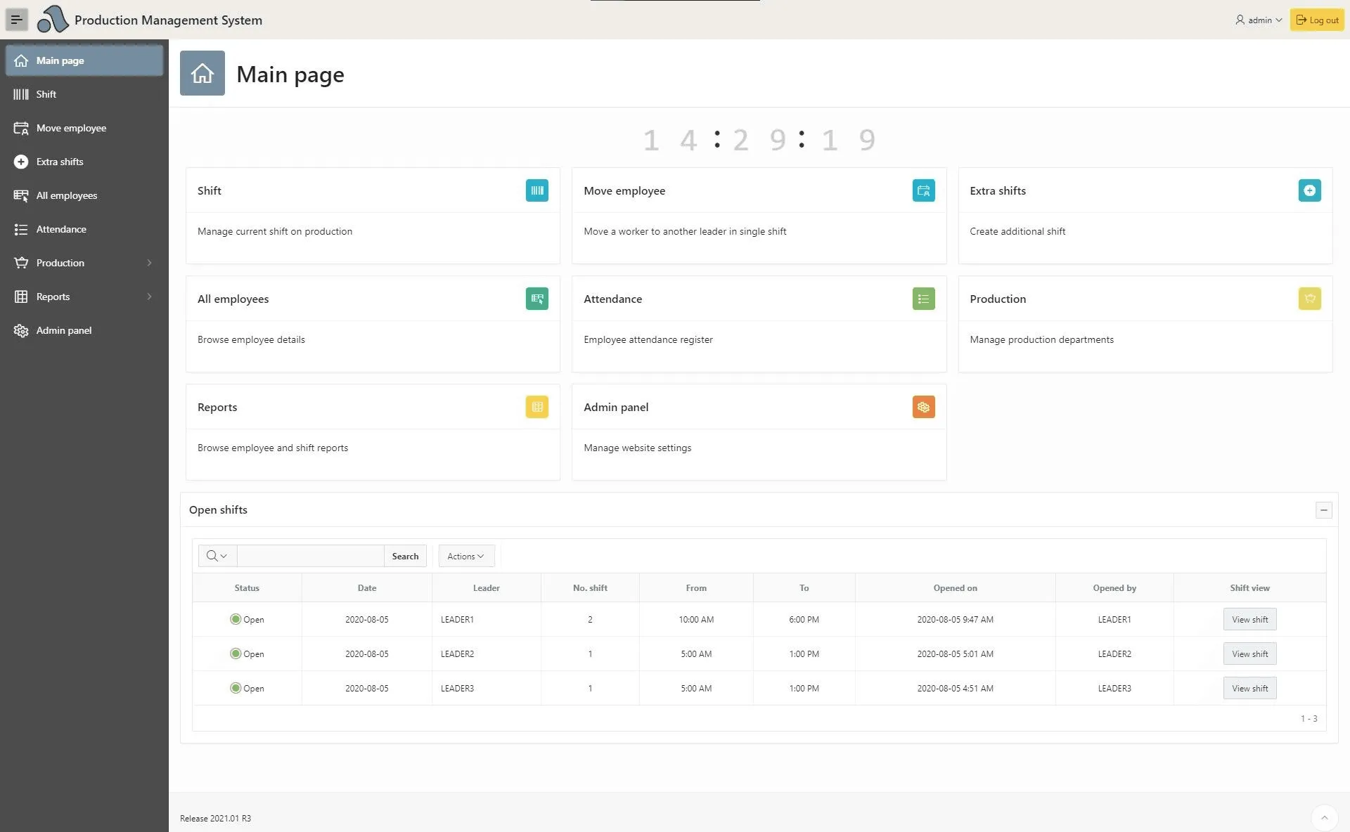 oracle apex dashboard production management system